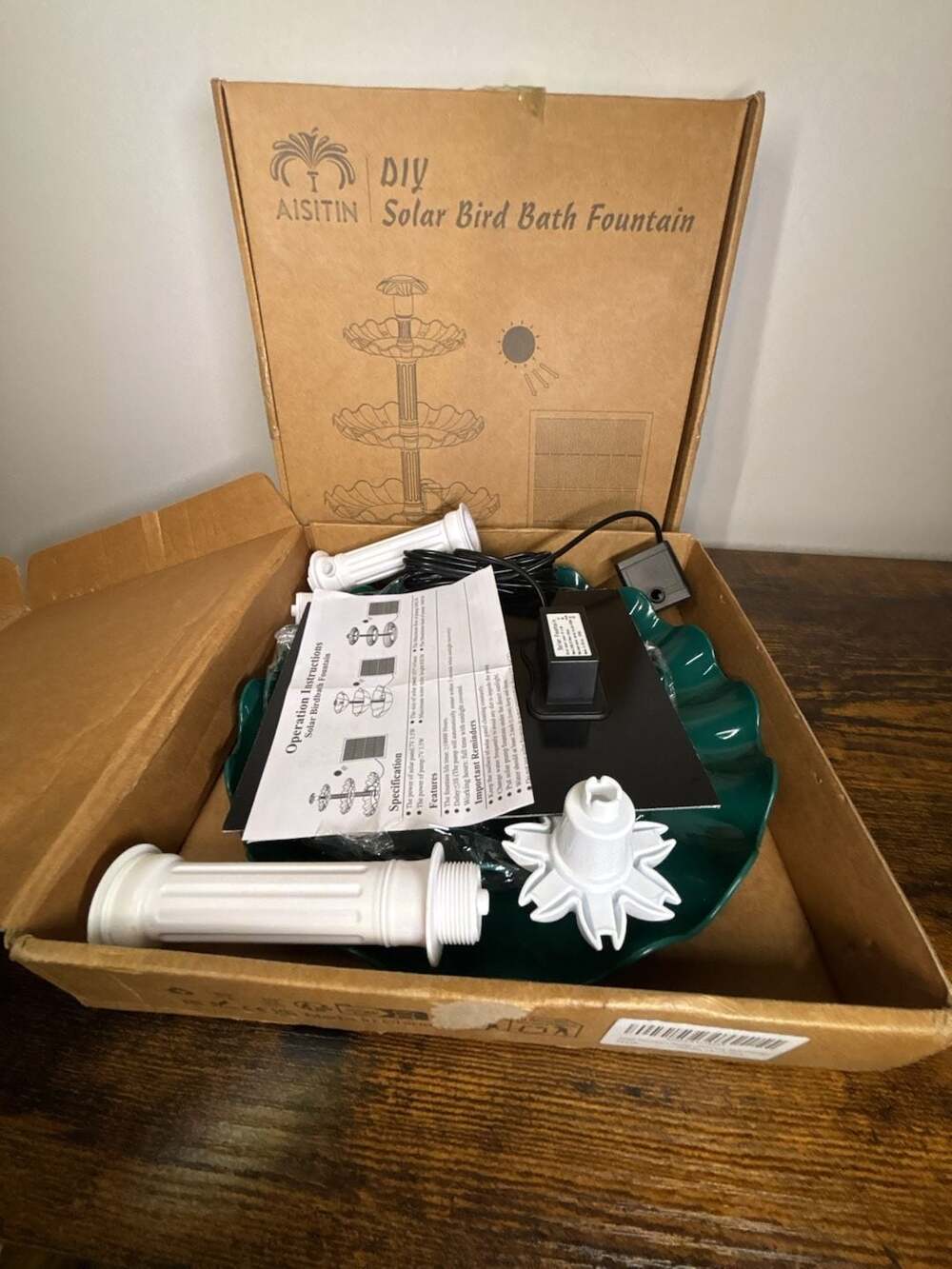 AISITIN DIY Solar Bird Bath Fountain 3-Tier Garden Water Feature Kit